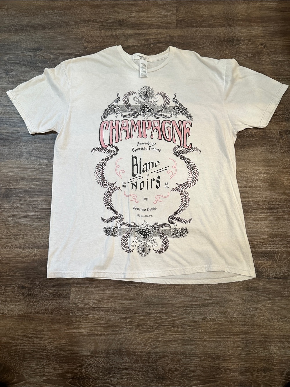 Project Social T White Graphic 'Champagne Blanc de Noirs' Short Sleeve Tee